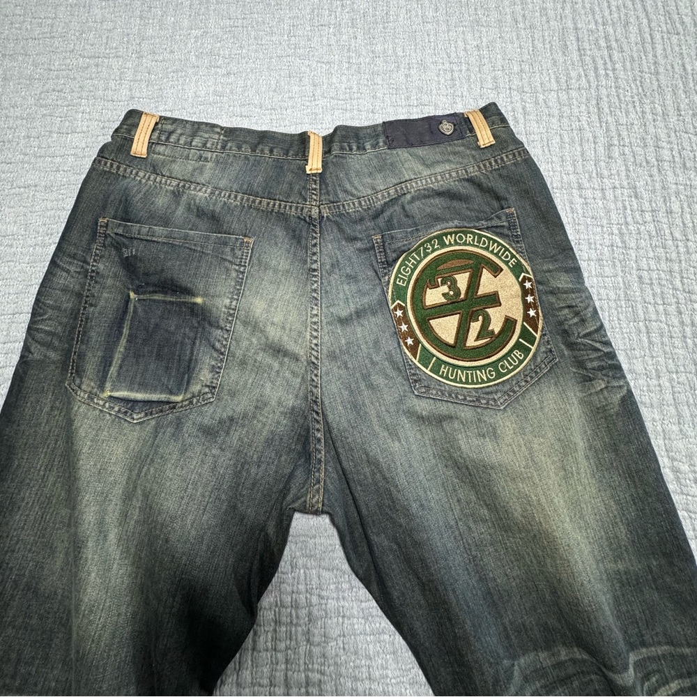 Eight 732 Embroidered Baggy‎ Jeans Hip Hop Streetwear 90s Vintage Y2K Mens 42x34